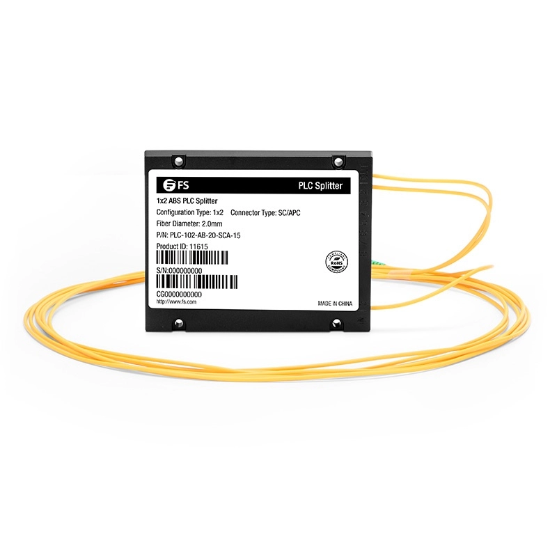 1x2 PLC Optik Ayırıcı - SC / APC Konnektörlü ve 2.0 mm Pigtailed Kablolu ABS Ek 